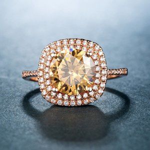 💎 Luxury Wedding Rose Gold Plated Imitate Moissanite Ring for Women, VIP081